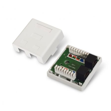 Aisens Roseta de Superficie RJ45 Cat.6 UTP 2 Tomas Blanco
